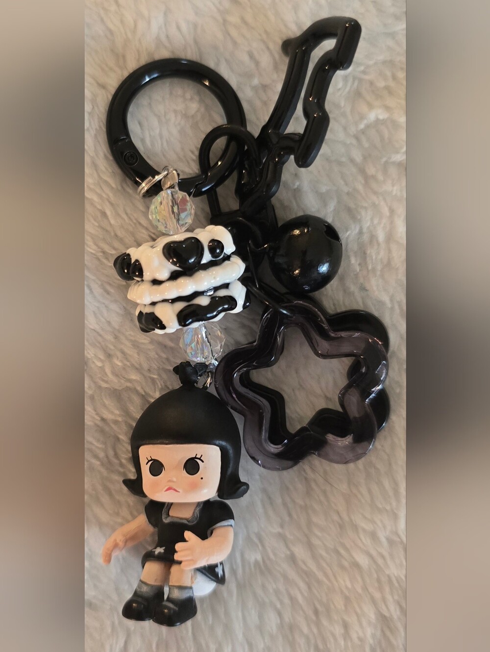 Black & White Keychain/Bag Charm - Molly